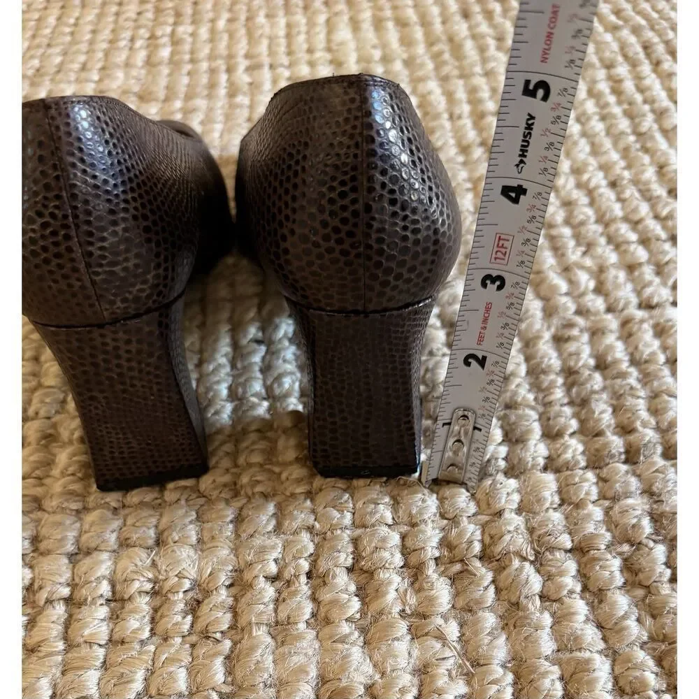 Vintage Stuart Weitzman Brown Lizard Embossed Block Heels